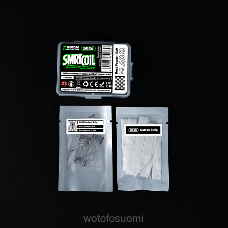 4Z6VH350 Wotofo SMRT nord mesh-puuvillasetti 0,6 ohm verkko+puuvilla | Wotofo Disposable Vape