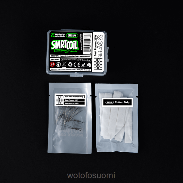 4Z6VH365 Wotofo SMRT rpm mesh-cotton setti 0,6 ohm verkko+puuvilla | Wotofo Flavors